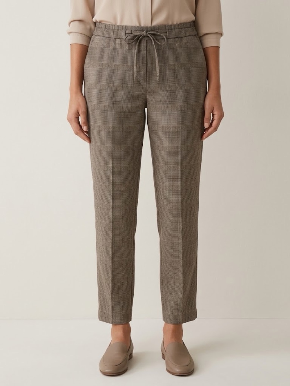 J. Jill Women Houndstooth Elastic Waist Stretch Pull on Dress Pants M Academia
